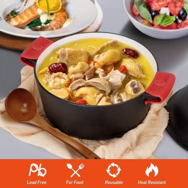 MAISON ARTS 2-in-1 Enamel Cast Iron Dutch Oven with Dual Handles, 5 QT Dutch Oven Pot & 10.5“ Skillet Lid Doubles as Cast Iron Pan, Oven Safe up to 500°F, Cookware for Cooking Baking Stewing - Image 8