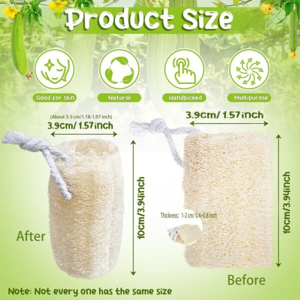 9 Pack 4”Natural Loofah Sponge Small Size Natural Organic Loofah for Kitchen Cleaning Dishes Toddler Exfoliating Skin Care Body Scrubber - Image 2