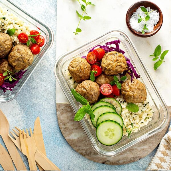 VERONES 10 Pack 22 OZ Glass Meal Prep Containers, Airtight Glass Lunch Containers Set, Glass Food Storage Containers with Lids,Exclusive of BPA, for Microwave, Oven, Freezer & Dishwasher Friendly,Grey - Image 7