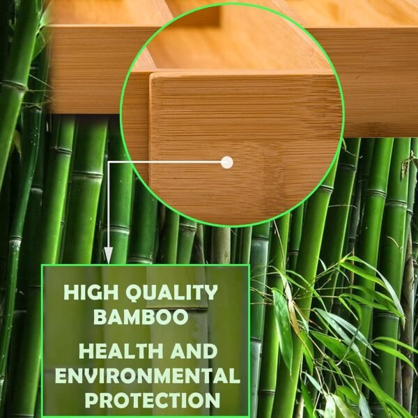 2-Piece Bamboo Silverware Organizer, Expandable Kitchen Drawer Organizer for Cutlery and Utensils, Multifunction Adjustable Bamboo Wood Cutlery Tray in Drawer for Flatware, (Natural) - Image 7