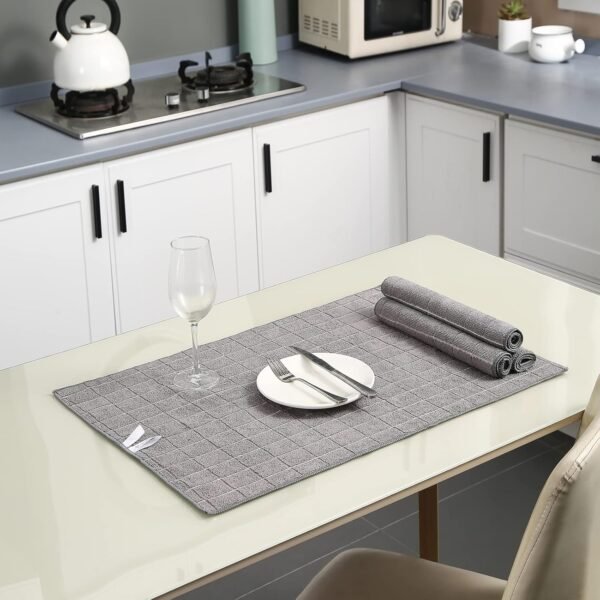 Microfiber Kitchen Towels and Dishcloths Set, 26 X 18 Inch and 12 X 12 Inch, Set of 12 Bulk Lint Free Dish Towels for Drying Dishes, Grey - Image 5