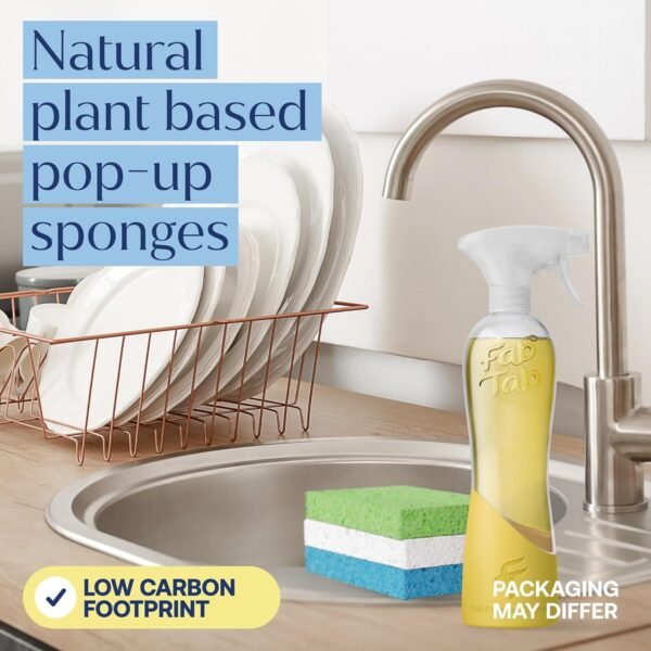 Plant-Based Pop-Up Sponges - Pack of 12 Cellulose Sponges Compressed Sponges - Highly Absorbant, for Cleaning Countertop, Kitchens, Bathrooms, Quick Drying - Assorted Colors - Non Scratch - Image 2
