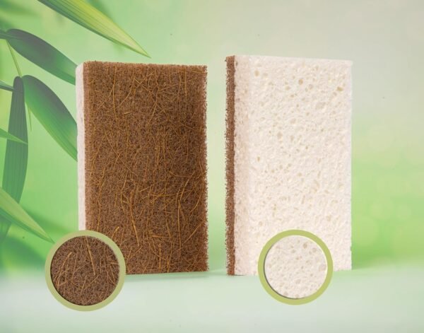 Natural Kitchen Sponge- Coconut Base Dish Sponge and Rayon derived from Bamboo Dishcloth Bundle- 12 Coconut Scrubbers & 4 Pieces Rayon derived from Bamboo Dishcloth- Kitchen Cleaning Essentials - Image 5