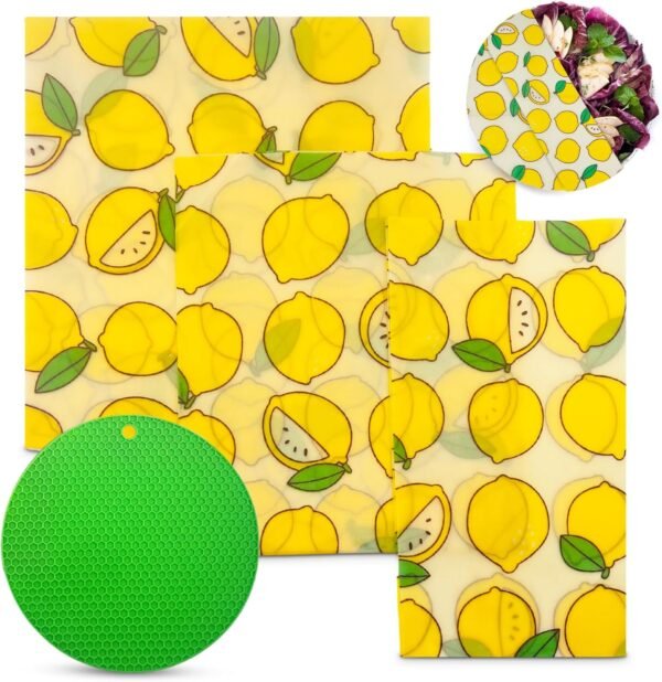 Beeswax Wraps for Food - Pack of 3 Food Wraps (S, M, L) with Green Versatile Mat | Biodegradable Bees Wax Wraps Reusable and Washable | Eco-Friendly & Plastic-Free Food Storage Beeswax Paper - Image 7