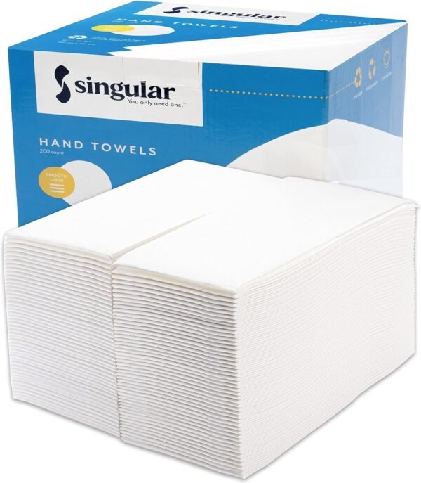 AH AMERICAN HOMESTEAD - Disposable Hand Towels for Bathroom - White Linen Like Guest Napkins - Bathroom Paper Towels for Guests - Ideal for Paper Dinner Napkins (100 Count- Basic Size - 15.5" x 8")