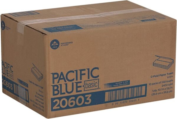 Georgia-Pacific Pacific Blue Basic, C-Fold Paper Towels (previously branded Acclaim) by GP PRO,White,20603,240 towels per pack,10 packs per case - Image 5