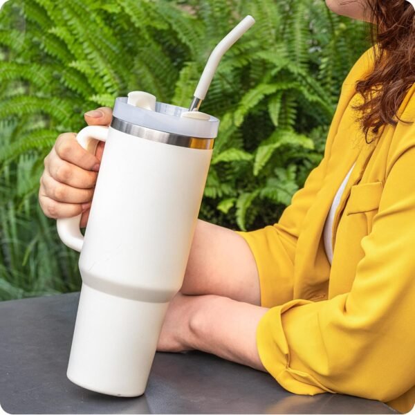 40 oz Straight Metal Straws for 40 oz Stanley Tumbler, 6Pcs Stainless Steel Reusable Drinking Metal Straw with Colourful Silicone Tips,Straw for Glass Cups, BPA FREE - Image 4