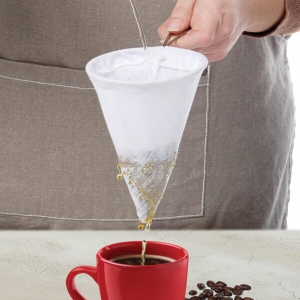 Fino Reusable Cloth Coffee Filter, Cotton-Poly Flannel Fabric with Stainless Steel Frame - Image 3