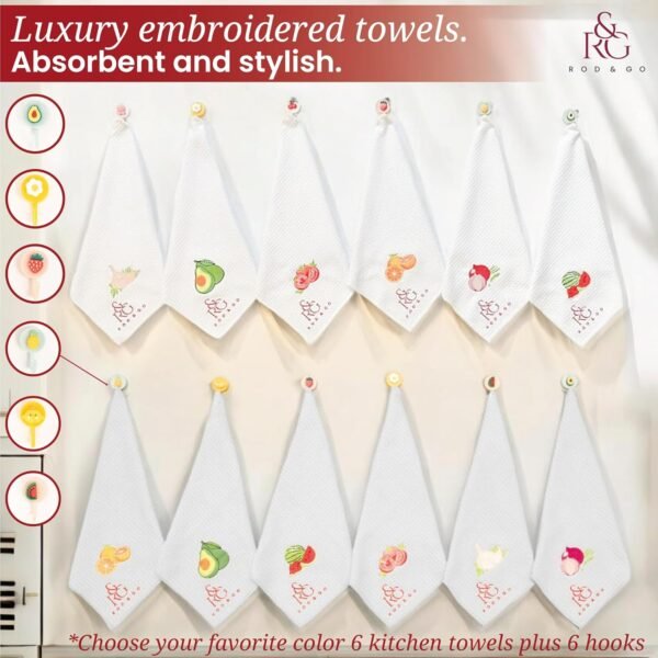 Rod & Go R&G Luxury Kitchen Towels Set - 12x12 in - Cotton Dish Towels for Kitchen Drying - Kitchen Towel Sets - Dish Towels for Drying Dishes - Dish Drying Towels - Gray Kitchen Towels Cotton - Image 4