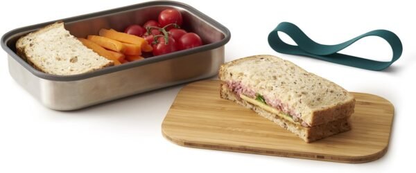 Black+Blum Stainless-Steel Sandwich Box | Plastic Free Meal Prep Lunch Box Food Container with Bamboo Lid, Ocean, 900ml / 30 fl oz - Image 3