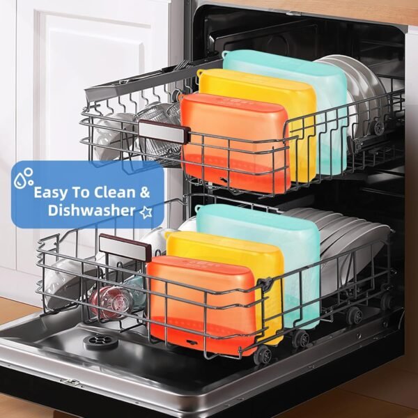 Silicone Food Storage Bag Containers Airtight Organization And Refrigerator Kitchen Travel Accessories,Meal Prep Containers Reusable Fruit Sandwich Snackle Cereal Clear Lunch Bag(Red, Small) - Image 6