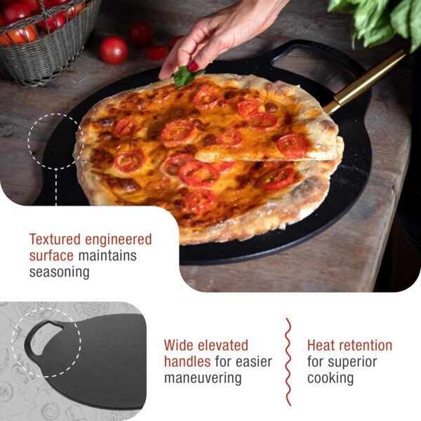 Victoria 15-Inch Cast Iron Comal Pizza Pan with 2 Side Handles, Preseasoned with Flaxseed Oil, Made in Colombia - Image 4