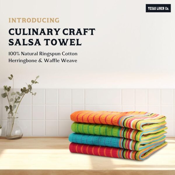 TEXAS LINEN CO. Kitchen Dish Towels, 100% Cotton Salsa Towels, Set of 12 (16x28 Inches), Multi Purpose Cooking Drying Restaurant Bar Cleaning Cloth Napkin, Highly Absorbent, Lint Free, Multi-Color - Image 6
