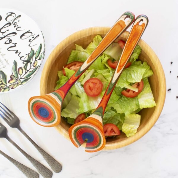 Baltique Marrakesh Collection Wooden Salad Serving Utensils Set, 11-3/4" Long - Image 2