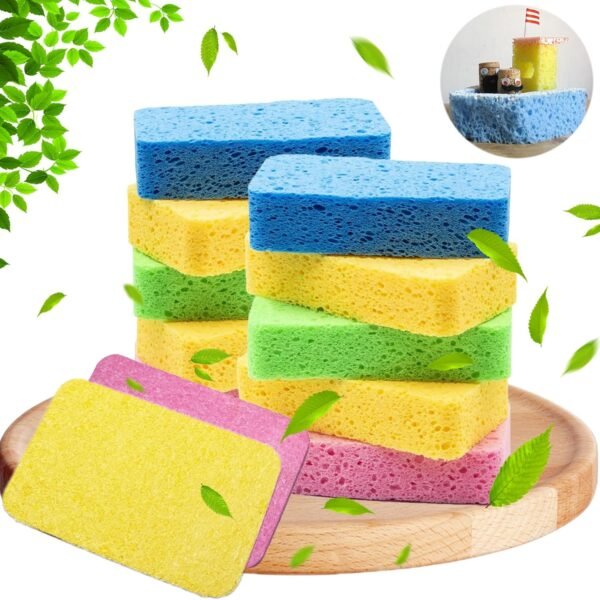 12Pack Large Cellulose Sponges, Compressed Cellulose Kitchen Sponges, Dish Washing Sponge, Household Cleaning Sponges, Durable Kitchen Sponges, Natural Wood Sponges for Dishes, Bathroom - Image 7