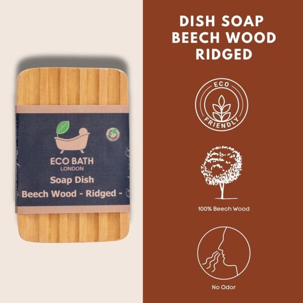 Beech Wood Ridged Soap Dish - Natural Wooden Soap Dish Holder for Bathroom, Eco-Friendly Bar Soap Holde - Image 5