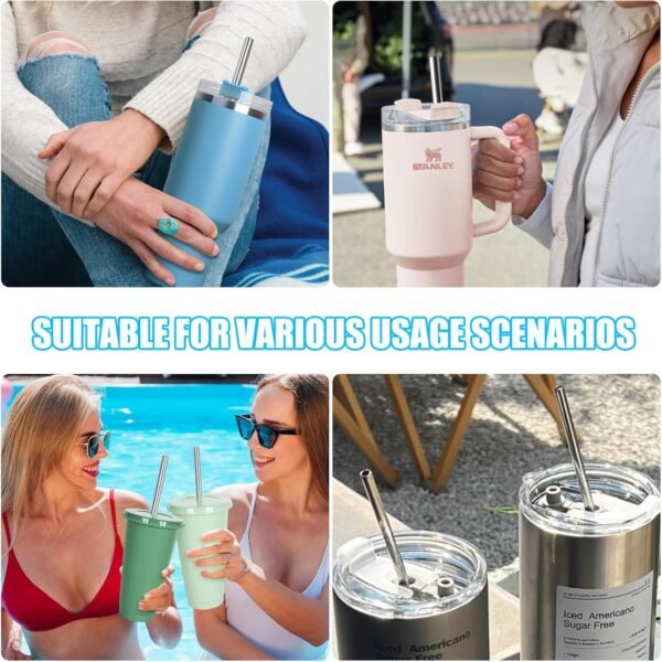 FYY Reusable Straws for Stanley 40 oz 30 oz Cup Tumbler - 4 Pack Stainless Steel Metal Drinking Straw with Cleaning Brush, 12 inch Long, 0.35 inch Wide Straws for Stanley Accessories - Image 7