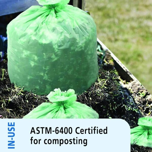 STOUT by Envision E2430E85 EcoSafe-6400 Compostable Bags, 24" x 30", 13 gal capacity, 0.85 mil thickness, Green (Pack of 45) - Image 5