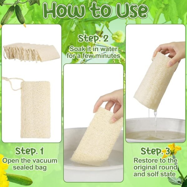 9 Pack 6" Natural Loofah Sponge Medium Size Natural Organic Loofah for Kitchen Cleaning Dishes Body Scrubber Loofa Eco Friendly for Skin Care Men and Women - Image 5
