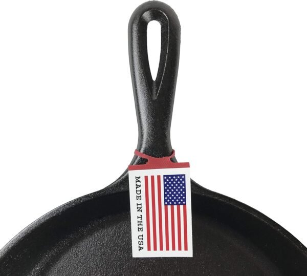 Lodge L9OG3 Cast Iron Round Griddle, Pre-Seasoned, 10.5-inch - Image 4