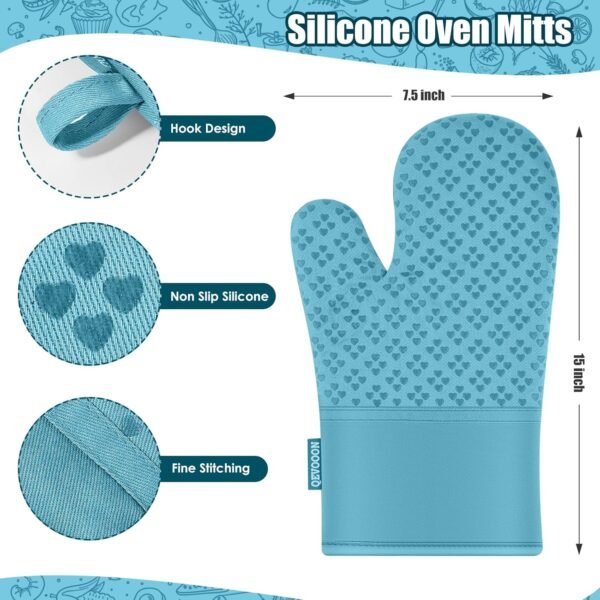 Dish Towels and Dishcloths with Oven Mitts Sets- 100% Cotton Tea Towels for Kitchen- 500 F Heat Resistant Oven Mittens 7.5"x12", Durable Dish Cloths 11.8"x11.8", Absorbent Dish Towels 13.5"x24" - Image 3