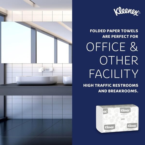 Kleenex® Multifold Paper Towels, Bulk (02046), 1-Ply, 9.2" x 9.4" sheets, White (150 Sheets/Pack, 8 Packs/Case, 1,200 Sheets/Case) - Image 4