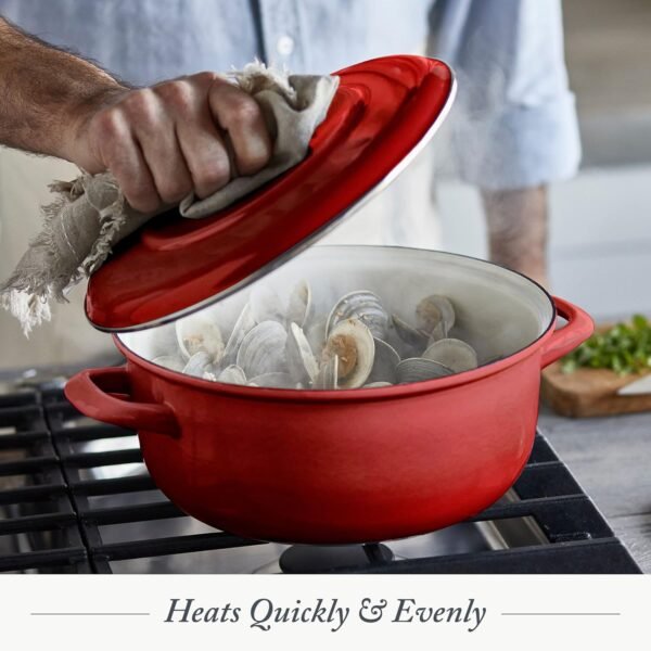 Merten & Storck German Enameled Iron, Round 5.3QT Dutch Oven Pot with Lid, Foundry Red - Image 7