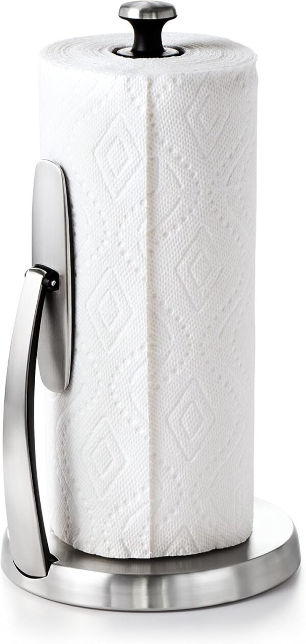 OXO Good Grips SimplyTear Paper Towel Holder - Stainless Steel (Silver & Black) - Image 9