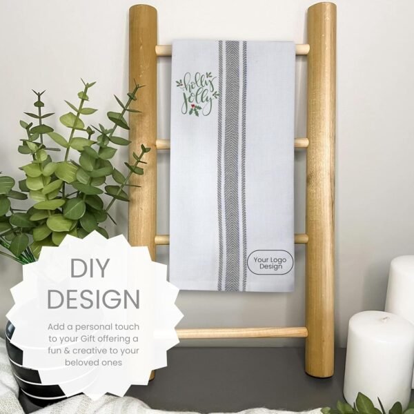 WHITEWRAP Kitchen Towels | Cotton Dish Towels for Drying Dishes| Absorbent Kitchen Dish Towels, Dish Cloths| Tea Towels for Embroidery |6 Pack (Grey Stripes) 15"x25" - Image 6