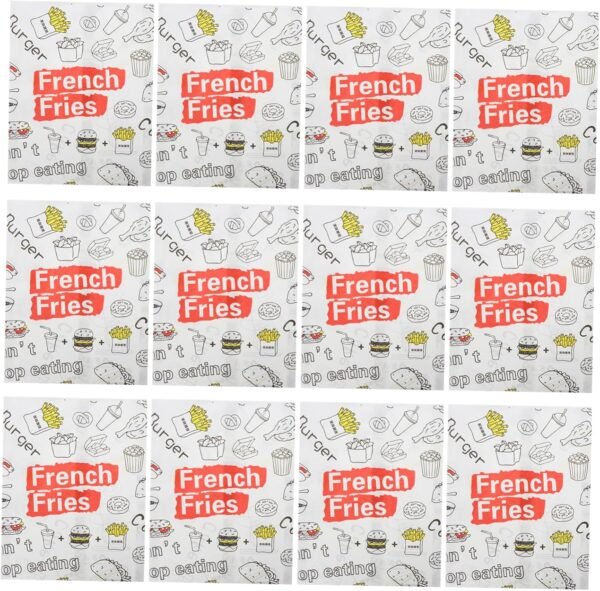 300pcs French Fries Greaseproof Paper Bag Reusable Juice Pouches Lunch Bag Containers Food Containers Large Zip Lock Bags Reusable Drink Pouches Popcorn Tote Bag Snack Wrapping Bag