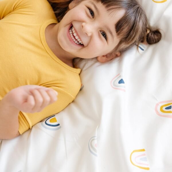 MakeMake Organics Organic Twin Fitted Sheet Set GOTS Certified Organic Cotton Fitted Sheet with Pillowcase Ultra Soft Non Toxic Breathable Hypoallergenic Colorful Neutral (Twin, Rainbow) - Image 5
