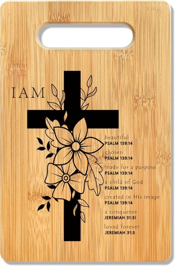 Inspirational Bible Verse Cutting Board, Christian Gifts for Women Faith Men Bamboo Cutting Board, I Am Beautiful Chosen Religious Decorative Cutting Board Kitchen Decor, Christian Gifts