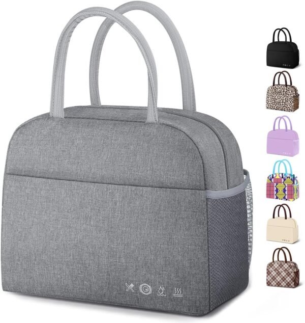 Lunch Bag Lunch Box for Women Men Reusable Insulated Lunch Tote Bag, Food Handbags Case High Capacity for Travel Work Picnic,GREY - Image 8