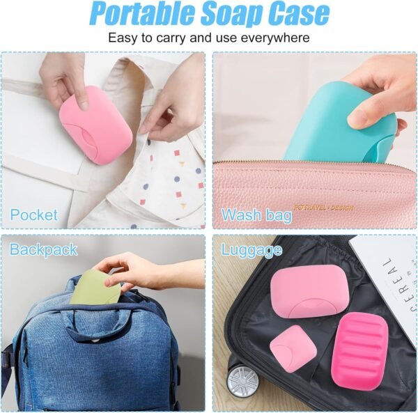 RETON 4 Pcs Travel Soap Container, Portable Soap Holder Dish, Plastic Shampoo Bar Box Case for Bathroom, Shower, Camping, Gym, Outdoor, Hiking, Home (2 Small+2 Large) - Image 4