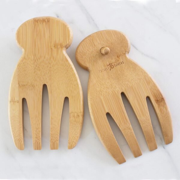 Totally Bamboo Salad Hands, Set of 2 Bamboo Wood Salad Servers, Great for Tossing and Serving Salad, Pasta and More - Image 4