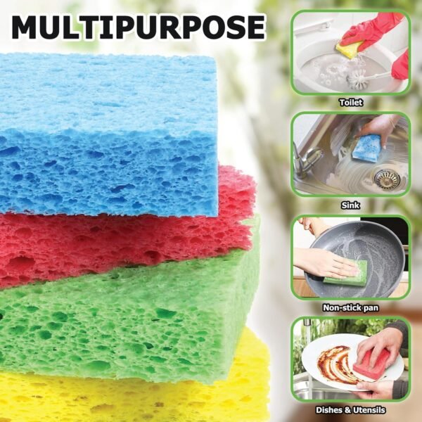 12 Counts Multipurpose Kitchen Sponges Pack Compostable Biodegradable Compressed Cellulose Sponges 18X Super Absorption POP UP Eco Sponges for Household Use - Image 5
