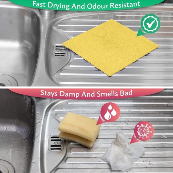 Swedish Dishcloths for Kitchen - 15 Pack - Eco Friendly Biodegradable & Sustainable Sponge Kitchen Cloth - Absorbent & Odour Free Dish Cloths for Kitchen - Paper Towel Alternative - Image 6