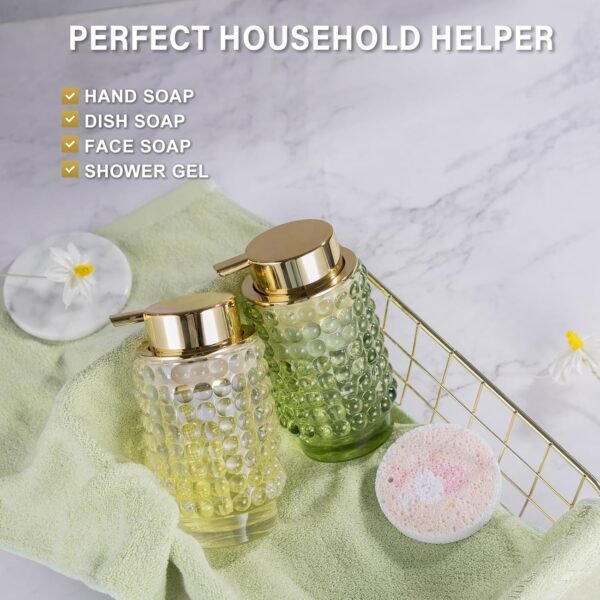 Glass Foaming Hand Soap Dispenser Foaming Soap Dispenser for Bathroom Decor Soap Dispenser with Pump（Foam Type/Green） - Image 7