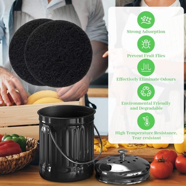 7 Pack Compost Bin Charcoal Filters Round Indoor Kitchen Compost Bucket Activated Charcoal Filters Replacements Sheets (6.7 Inch) - Image 6