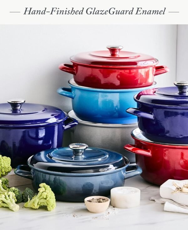 Merten & Storck European Crafted Enameled Iron, Round 7QT Dutch Oven Casserole with Lid, Cobalt Blue - Image 8