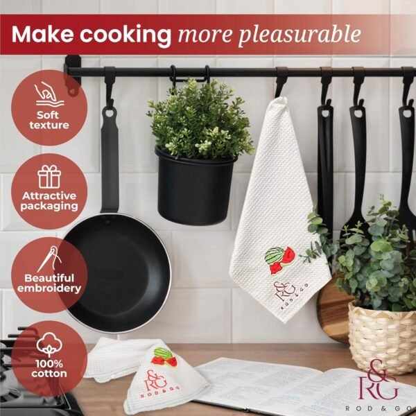 Rod & Go R&G Luxury Kitchen Towels Set - 12x12 in - Cotton Dish Towels for Kitchen Drying - Kitchen Towel Sets - Dish Towels for Drying Dishes - Dish Drying Towels - Gray Kitchen Towels Cotton - Image 6