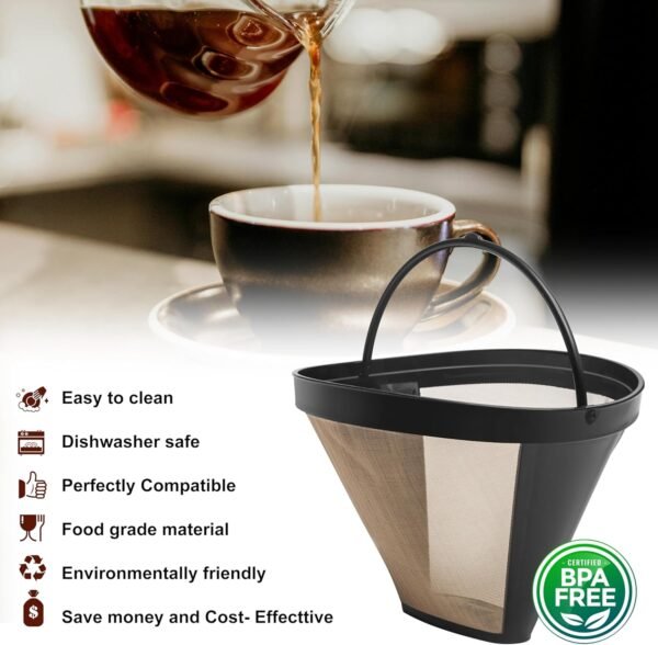 Reusable #4 Cone Coffee Filter Basket for Cuisinart Coffee Makers Cuisinart Coffee Accessories - 1 Pack Permanent Replacement for Cuisinart Coffee Brewers - Image 2