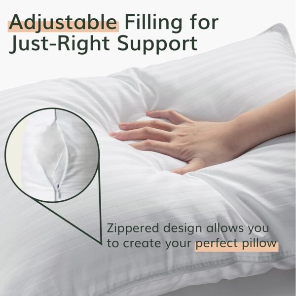 Premium Queen Size Bed Pillows - Set of 2, 20"x28", Cooling Hotel Quality, Down Alternative Fill, Medium Firm Support, Luxury Softness for Side, Back, and Stomach Sleepers - Image 6
