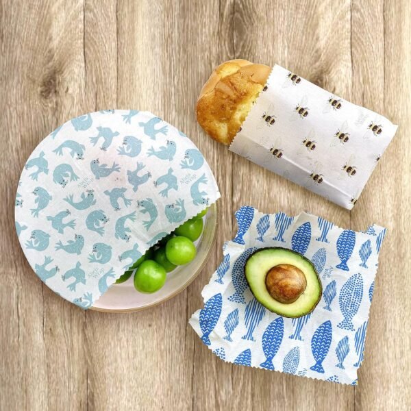 Beeswax Food Wrap 9-Pack (5S 3M 1L), Reusable Beeswax Wraps, Beeswax Wraps Reusable Sustainable Food Storage, Plastic-Free/Seal Bee Fish - Image 7