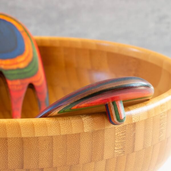 Baltique Marrakesh Collection Salad Hands Serving Utensil Set, Colorful Wooden Salad Servers - Image 4