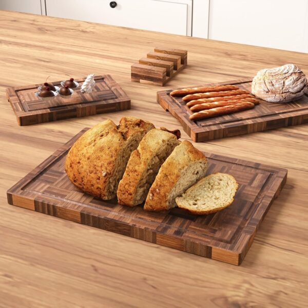 Bamboo Cutting Boards for Kitchen,Kitchen Cutting Board,Wooden Chopping Boards with Juice Groove, Serving Board Set, Splicing Craft Chopping Board for Meat,Vegetables,Fruit,Fish(3 Pcs) - Image 3