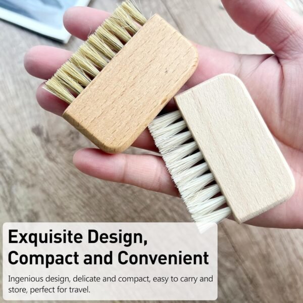 Natural Beech Wood Nail Brush Non-Slip Hand and Toenail Cleaning Brush Compact and Durable Bristle Scrub for Home and Travel - Image 4