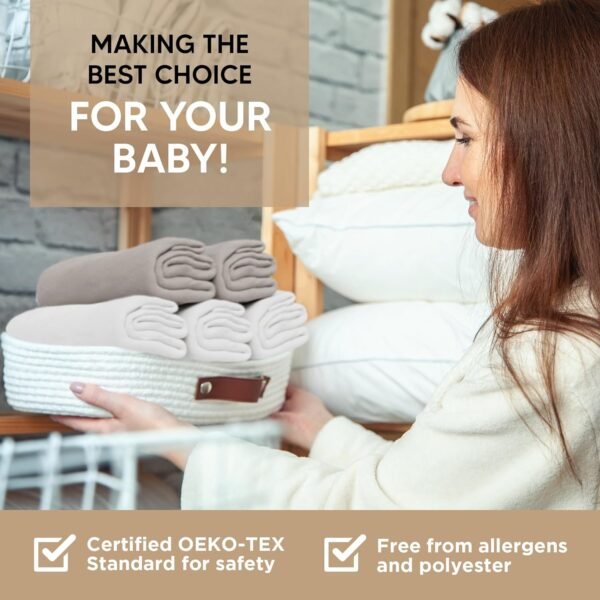Bassinet Sheet for Bassinet Mattress - 100% Organic Jersey Knit Cotton - Snuggly Soft & Cozy Crib Sheets Fitted for Oval Rectangle & KoolaBaby Bedside Sleeper - White & Grey - 2 Pack (33 x 20) - Image 6