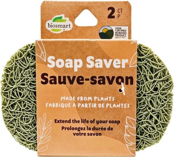Biosmart Compostable Soap Saver: 2 Count, Soap Lifter for Kitchen and Bathroom, Self Draining Soap Pad, Soap Saving Compostable Drain Pad for Kitchen, Bathroom, and More - Image 4