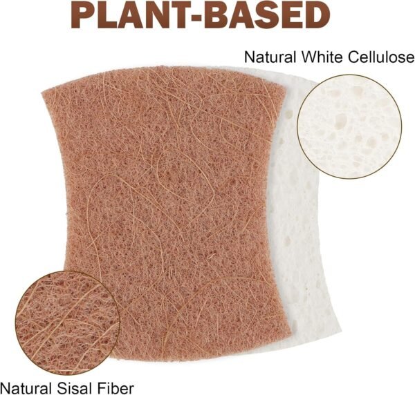 Orighty Non-Scratch Scrub Sponge, 24-Pack, Biodegradable Cellulose Kitchen Scrubber Sponges, Ideal for Kitchen Cleaning, Non-Stick Cookware, Washing Dishes, Bathroom, and Household - Image 2